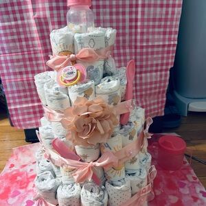 Pink Diaper Cake for Baby Showers
